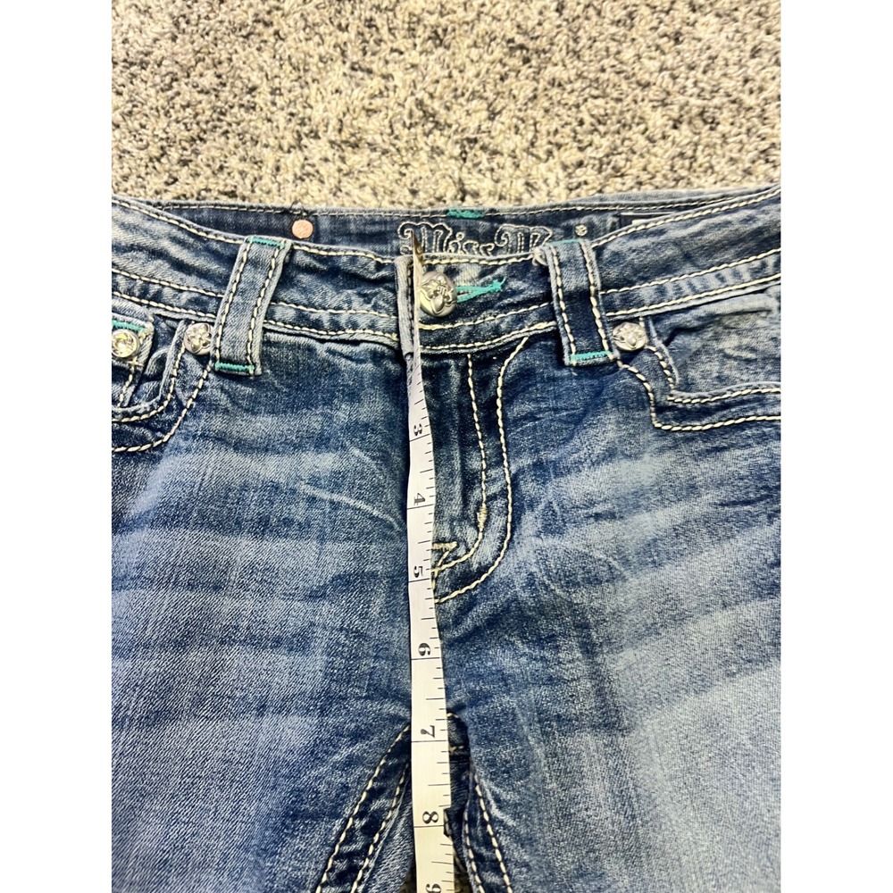 Miss Me Signature Boot Cut Jeans Low Rise Floral Embroidered Vintage y2k Sz 27 - Picture 8 of 12